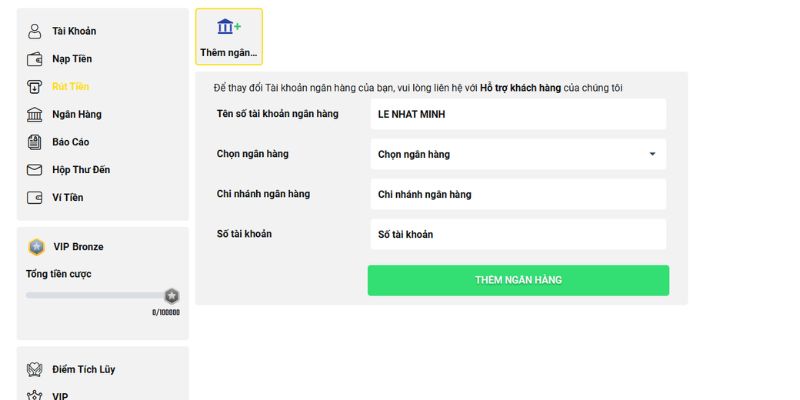 Giao dịch rút tiền qua nhiều phương thức